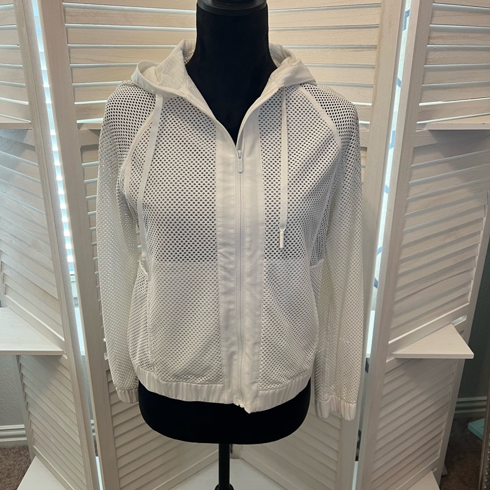Lululemon Athletica White Mesh Bomber Jacket